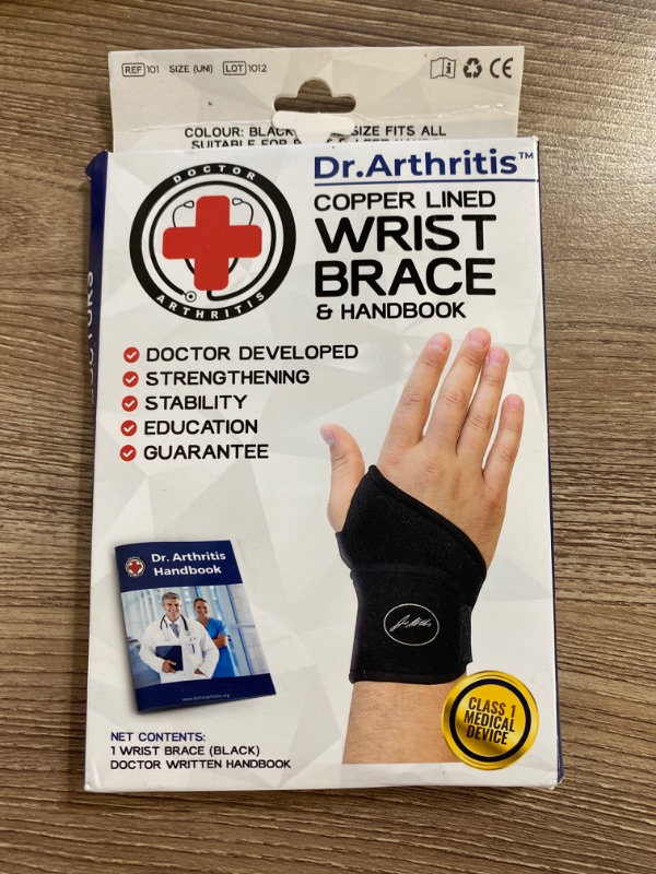 Photo 2 of Dr. Arthritis Doctor Developed Copper Wrist Brace/Wrap for Carpal Tunnel Support, Splint Brace -F.D.A. Medical Device & Doctor Handbook-Night Support for Women Men-Right & Left hands (Single)
