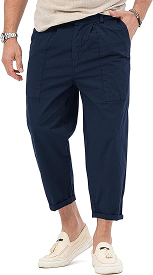 Photo 1 of {XL} PASLTER Mens Stretch Chino Pants Casual Loose Fitted Cargo Pants Leisure Trousers Elastic Waist
