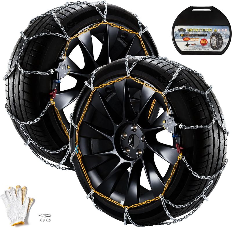 Photo 1 of DEDC Snow Chains for Car, Snow Tire Chains for SUVs and Trucks, Auto Trac Tire Traction Wheel Chains 1 Min Quick Fit Easy Chainsaw Reusable Universal Emergency Traction Chain - Set of 2 MS1519
