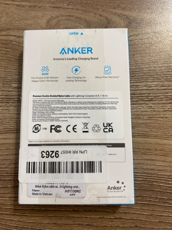 Photo 2 of Anker 3.3ft Lightning Cable, 331 Cable, Premium Nylon USB-A to Lightning Cord, MFi Certified for iPhone Chargers, iPhone SE/Xs/XS Max/XR/X/8 Plus/7/6 Plus, iPad Pro Air 2, and More (Winter Blue)
