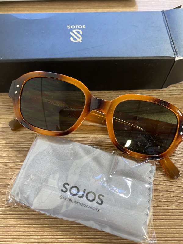 Photo 2 of SOJOS Rectangle Sunglasses for Women Vintage Trendy Outdoor Travel Sun Glasses Square Frame SJ2218
