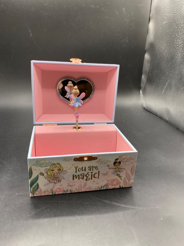 Photo 2 of Giggle & Honey Musical Fairy Jewelry Box for Girls - Kids Music Box with Spinning Fairy and Mirror, Princess Birthday Gifts for Little Girls, Childrens Jewelry Boxes for Ages 3-10 - 6 x 4.7 x 3.5 in

