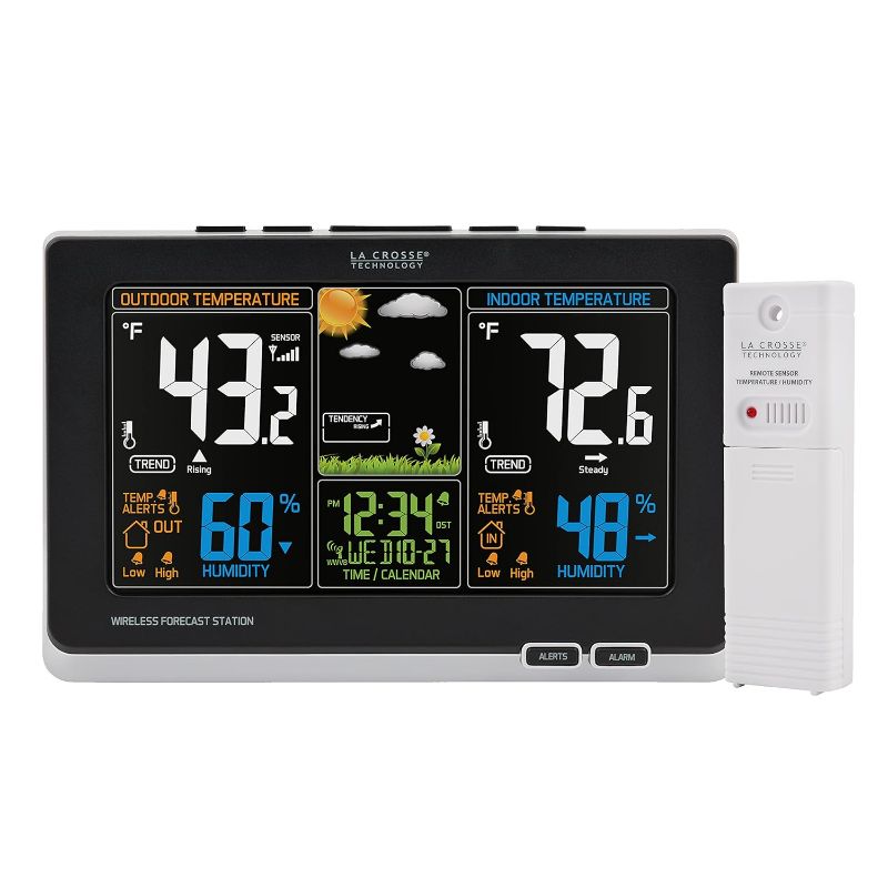 Photo 1 of La Crosse Technology Advanced Weather Station with Full-Color LCD & Atomic Time - Monitor Indoor/Outdoor Conditions with Temperature Alerts and Humidity Readings with Transmission Range of 300 Feet
