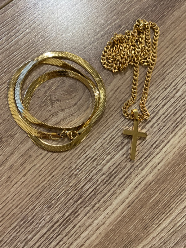 Photo 1 of RUOOUY Layered Cross Necklace for Men Boys Stainless Steel Layered Snake Chain Cuban Link Chain 16-24 inch Christian Cross Pendant Religious Jewelry Gifts
