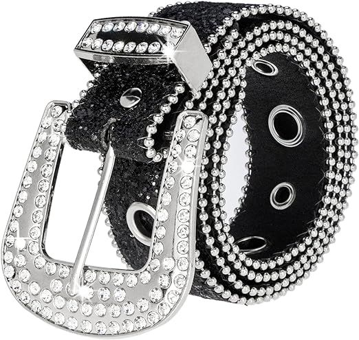 Photo 1 of {M} HinyBoeh Western-Rhinestone-Belts for Womens/Mens Sparkly-Bling-Belt Cowgirl-Cowboy-Country Belts for Unisex
