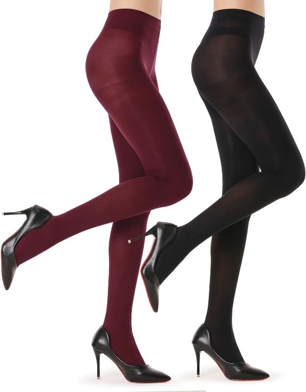 Photo 1 of (S/M) G&Y 2 Pairs Semi Opaque Tights for Women - 40D Microfiber Control Top Pantyhose
