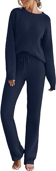 Photo 1 of {M} MEROKEETY Womens Fuzzy Fleece Long Sleeve 2 Piece Loungewear Outfits Sweater Pants Pajama Sets
