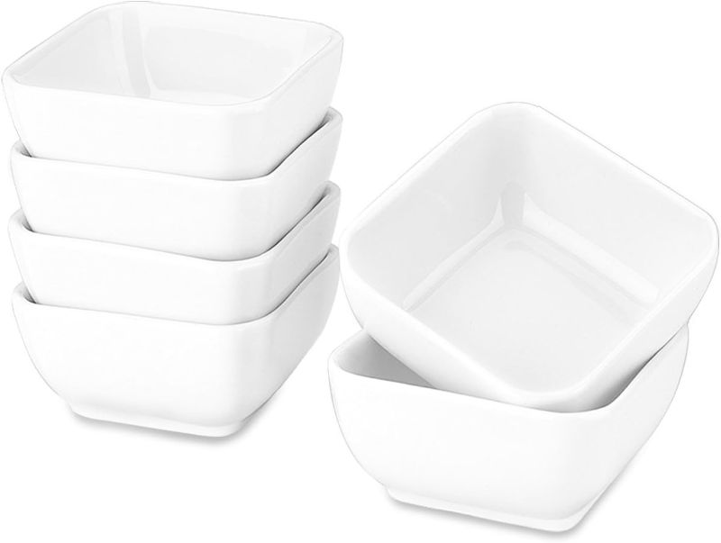 Photo 1 of DELLING Ultra-Strong 3 Oz Ceramic Dip Bowls Set, White Dipping Sauce Bowls/Dishes for Tomato Sauce, Soy, BBQ and other Party Supplies - Set of 6
