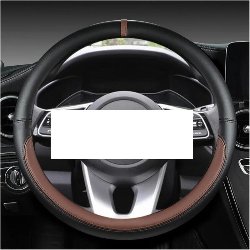 Photo 1 of Car Steering Wheel Cover for Kia for Sportage for Rio 3 for Soul for Ceed for Sorento for Cerato K2 K3 K4 K5 KX3 KX5 (Color : Coffee 
