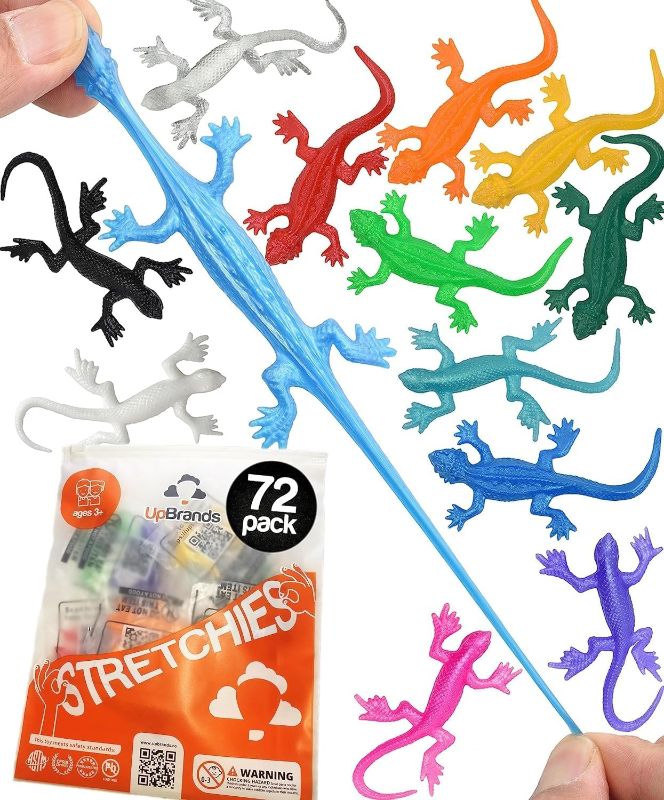 Photo 1 of UpBrands 72 Super Stretchy Lizards Toys 3 Inches Bulk Set, 12 Colors, Kit for Birthday Party Favors for Kids, Goodie Bags, Easter Egg Basket Stuffers, Pinata Filler, Small Students Rewards
