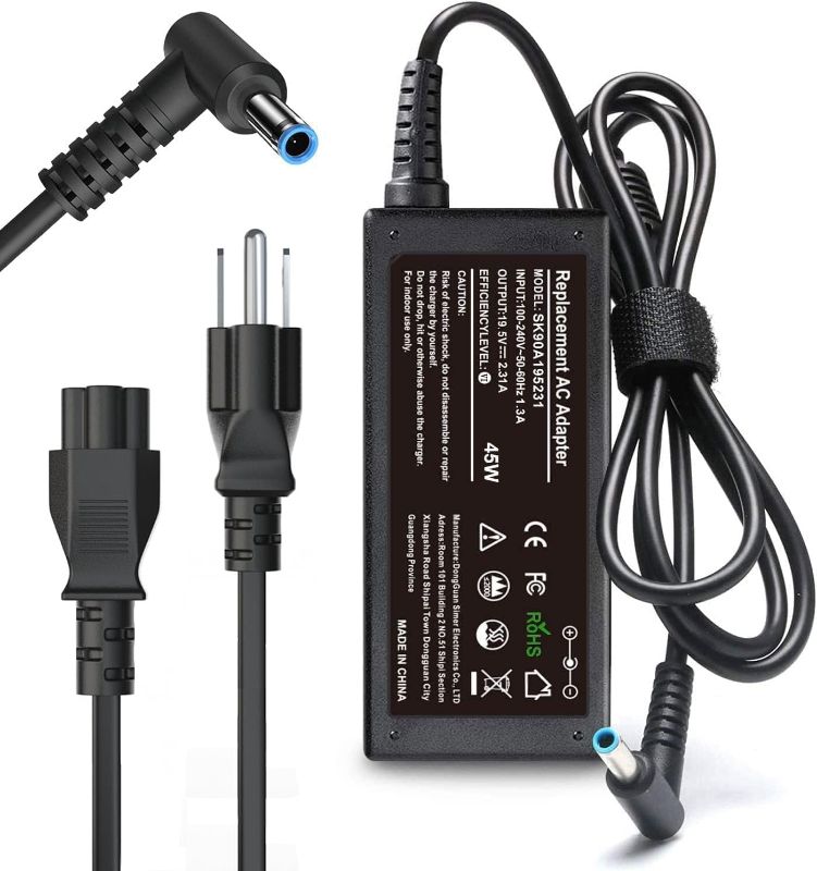Photo 1 of 45W 19.5V 2.31A for HP Laptop Charger Blue Tip,HP Pavilion x360 11 13 15, Zbook 14u G4 G5 15u 15 G3, Notebook 15,HP Stream 13 11 14 AC Adapter with Power Cord
