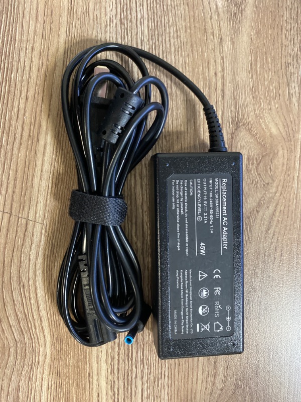 Photo 2 of 45W 19.5V 2.31A for HP Laptop Charger Blue Tip,HP Pavilion x360 11 13 15, Zbook 14u G4 G5 15u 15 G3, Notebook 15,HP Stream 13 11 14 AC Adapter with Power Cord
