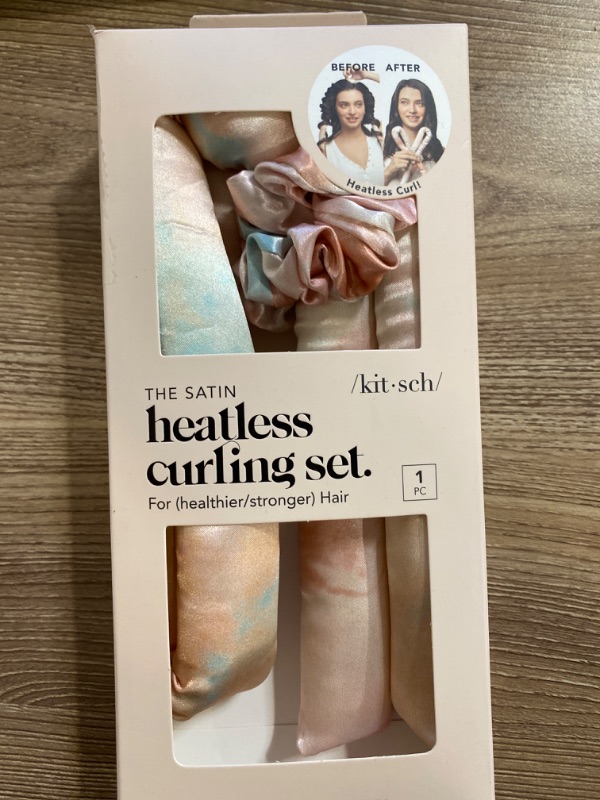 Photo 2 of Kitsch Satin Heatless Curling Set - Overnight Hair Curlers to Sleep in, Heatless Curls, Heatless Hair Curler Overnight Curls, Heatless Curling Rod Headband, No Heat Soft Curlers to Sleep in - Sunset
