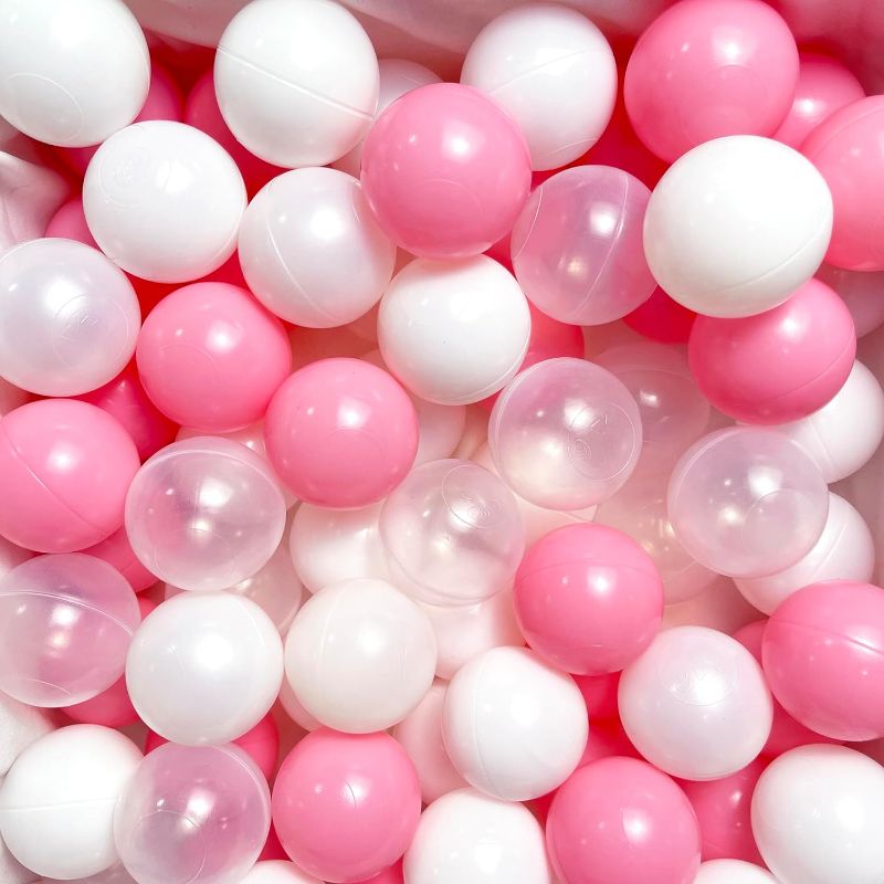 Photo 1 of Lovgrils Pink Ball Pit Balls - Plastic Balls for Ball Pit, Non-Toxic Free BPA Soft Balls for Toddlers 1-3 with Bags - 2.2" Pit Balls for Play Tent, Pink Party Accessories, Birthday Decoration, 50pcs
