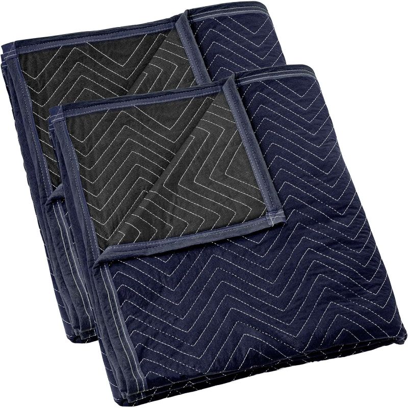 Photo 1 of Sure-Max 2 Moving & Packing Blankets - Pro Economy - 80" x 72" (35 lb/dz weight) - Professional Quilted Shipping Furniture Pads Navy Blue and Black
