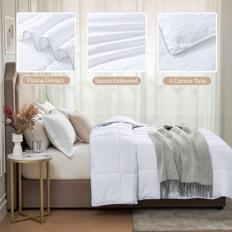 Photo 2 of {TWIN} Homelike Moment Lightweight Twin Comforter - White Duvet Insert Down Alternative Comforter Twin Size Bed, All Season Quilted Bedding Comforter with Coner Tabs Soft Cozy Twin Size White Square Embossed

