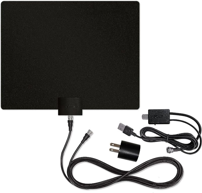 Photo 1 of Mohu Leaf 50 Amplified Indoor TV Antenna, 60-Mile Range, UHF/VHF Multi-directional, Paper-Thin, 16 ft. Coaxial Cable, 15dB Amplifier with USB Cable, Reversibile, Paintable, 4K-Ready HDTV, MH-110584
