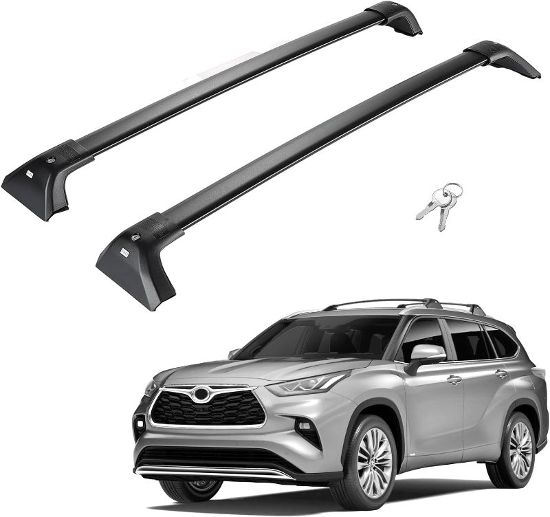 Photo 1 of BougeRV Car Roof Rack Compatible with Toyota Highlander 2020-2024 XLE, XSE, Limited, Platinum, Bronze Edition, Hybrid Aluminum Cross Bars with Lock, Max Load 260lbs for Rooftop Cargo Luggage Carrier
