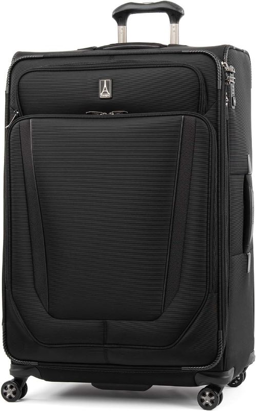 Photo 1 of Travelpro Crew Versapack Softside Expandable 8 Spinner Wheel Checked Luggage, USB Port, Men and Women, Jet Black, Checked Large 29-Inch
