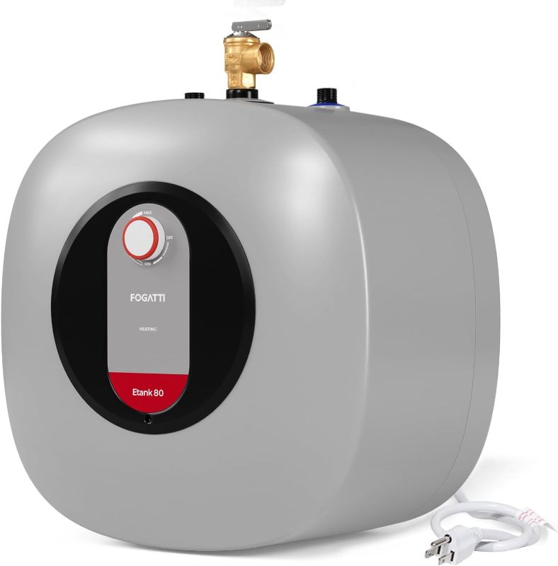 Photo 1 of FOGATTI Electric Tank Water Heater, 8.0 Gallon Point of Use Instant Hot Water Heater 120V 1440W, Wall or Floor Mounted, Easy to Install
