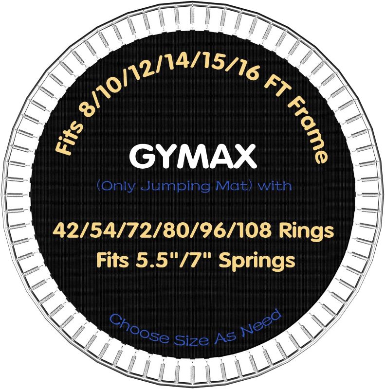 Photo 1 of 10 FT GYMAX Trampoline Mat,Trampoline Accessories Replacement Mat with 42/54/72/80/96/108 V-Rings & 8 Row Stitch, Using 5-7” Springs, Anti-UV Wear-Resistant Jumping Mat
