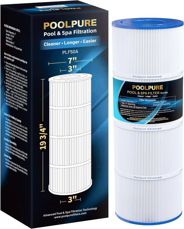 Photo 1 of POOLPURE Replacement Filter for Hayward C500, CX500-RE, PA50, Ultral-A11, PP-A11, Unicel C-7656, Filbur FC-1240, FC-0625, FC-0620, 50 sq.ft Filter Cartridge

