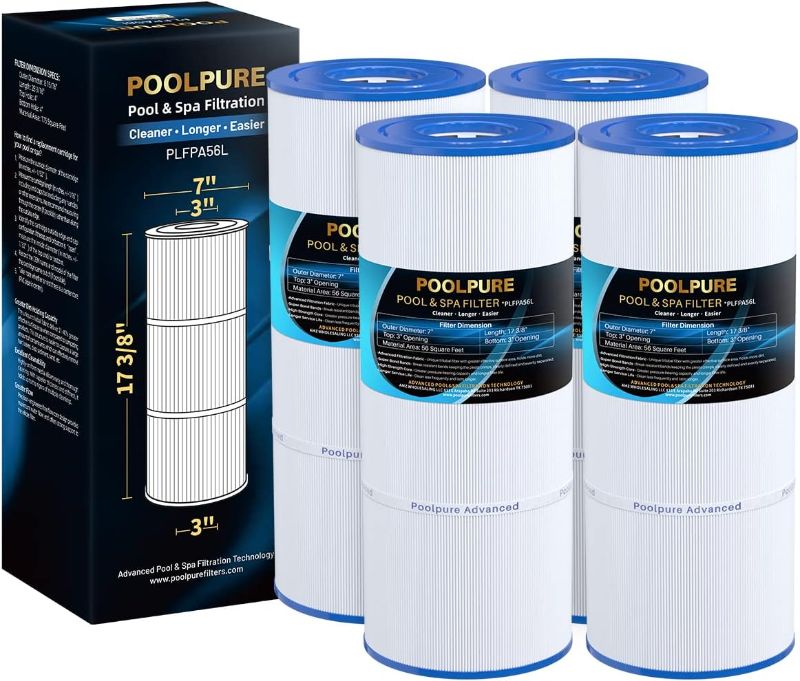 Photo 1 of POOLPURE Pool Filter Replacement , Hayward PLFPA56L -4OZ  4 PACK SIZE 37.2X37.2X46.6 CM