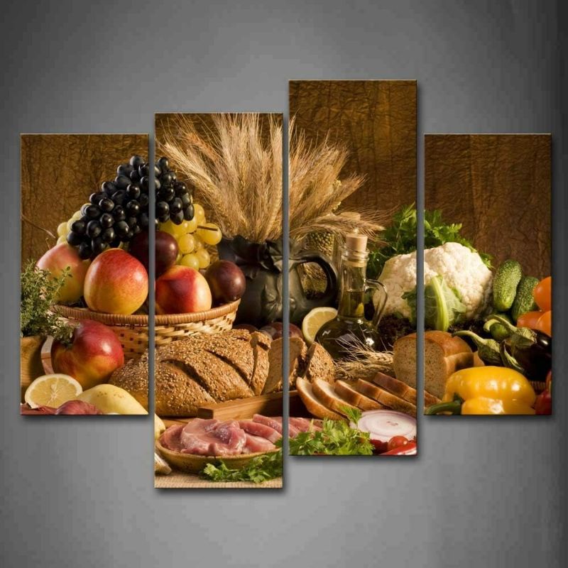 Photo 1 of Food Wall Art Fruit Canvas for Dining Room 4 Panels Modern Artwork Kitchen Wall Art The Picture Print On Canvas for Living Room Home Wall Decor
