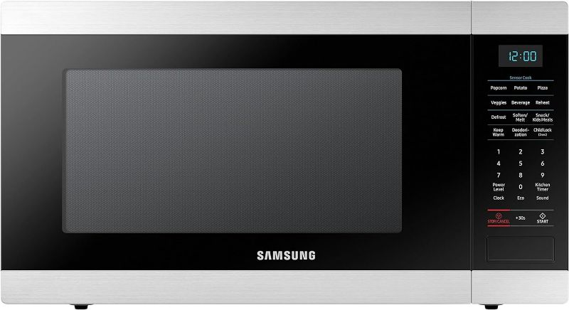 Photo 1 of Samsung Electronics Samsung MS19M8000AS/AA Large Capacity Countertop Microwave Oven with Sensor and Ceramic Enamel Interior, Stainless Steel, 1.9 cubic feet