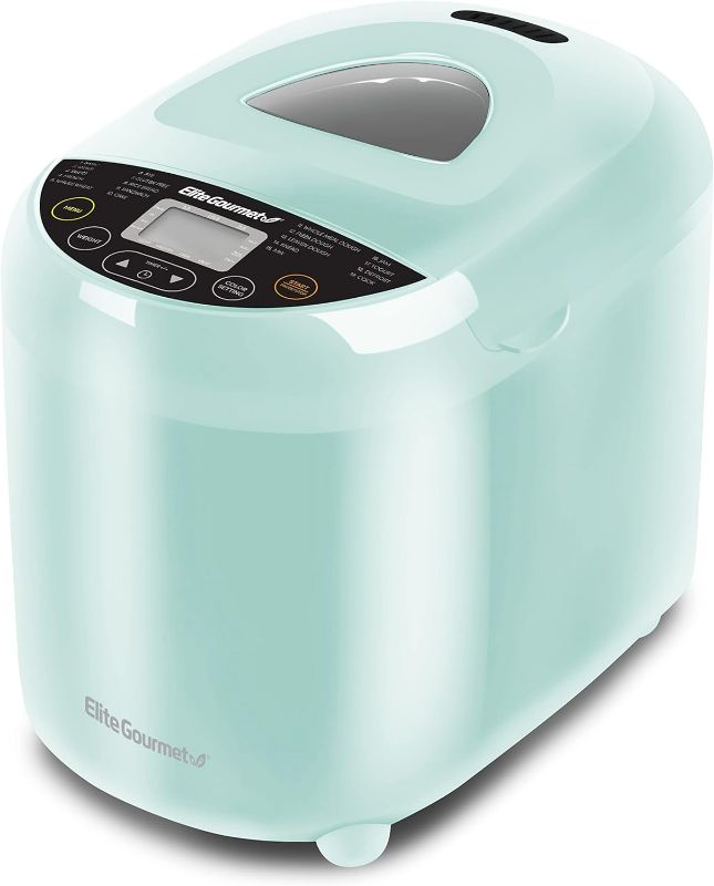 Photo 1 of Elite Gourmet EBM8103M Programmable Bread Maker Machine 3 Loaf Sizes, 19 Menu Functions Gluten Free White Wheat Rye French and more, 2 Lbs, Mint