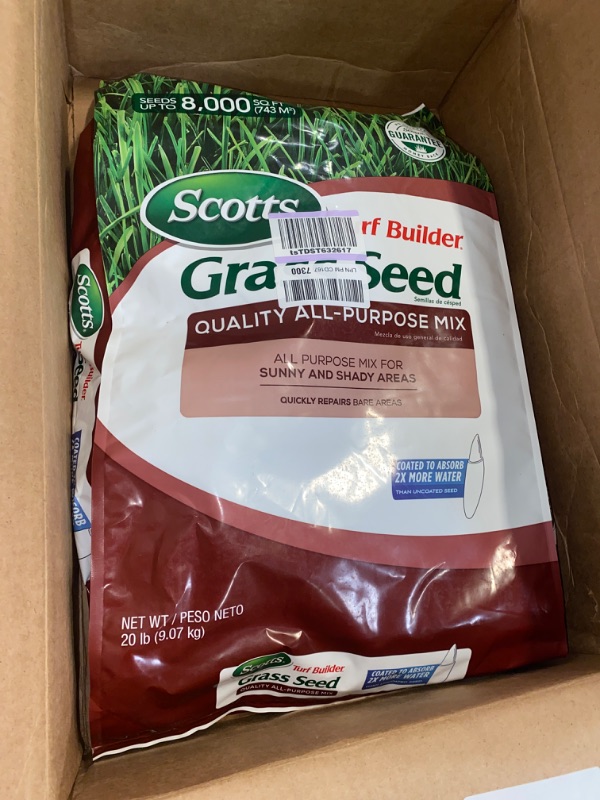 Photo 2 of Scotts Turf Builder Grass Seed Quality All-Purpose Mix for Sunny and Shady Areas, Quickly Repairs Bare Spots, 20 lbs.