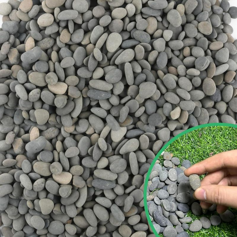 Photo 1 of 45LB River Rocks,Mexican Beach Pebbles for Plants,Potting,Garden Landscape Stone Paving Stone Grey 1 Inch
