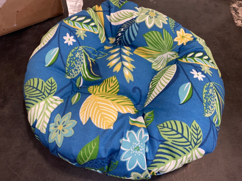 Photo 2 of HNU Round Reversible 16 Inch Indoor/Outdoor Patio Chair Cushions ***Set of 1***,Classic Tufted Design | Pretty Blue/Green Multicolor Striped Pattern Soft Plush Cozy Comfortable | All Weather Fade UV Proof
