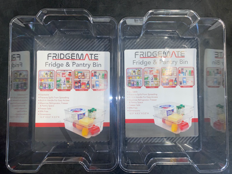 Photo 2 of 2 Pack Fridge Storage Bin, 12.25 x 8.25 inches, Clear, 8.25 x 12.25
