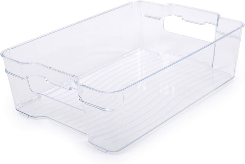 Photo 1 of 2 Pack Fridge Storage Bin, 12.25 x 8.25 inches, Clear, 8.25 x 12.25
