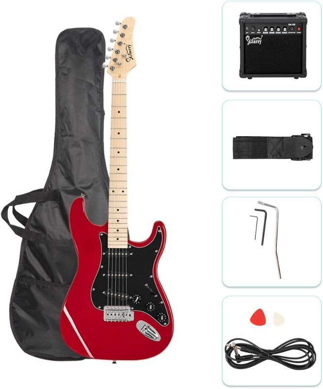 Photo 1 of GLARRY 39" Full Size Electric Guitar for Music Lover Beginner with 20W Amp and Accessories Pack Guitar Bag (Red)
