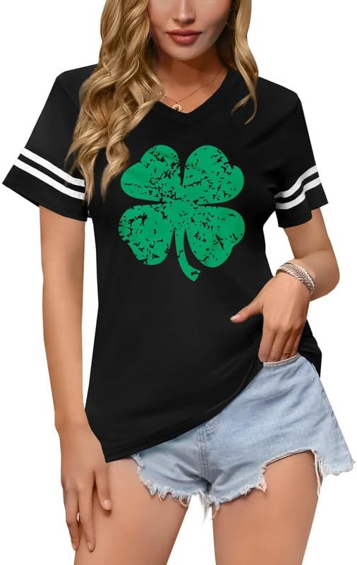 Photo 1 of St Patricks Day Women V-Neck Short Sleeve Summer T-Shirt MEDIUM 
