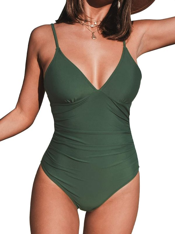 Photo 1 of CUPSHE Women's MEDIUM One Piece Swimsuit Tummy Control V Neck Bathing Suits, Size M
