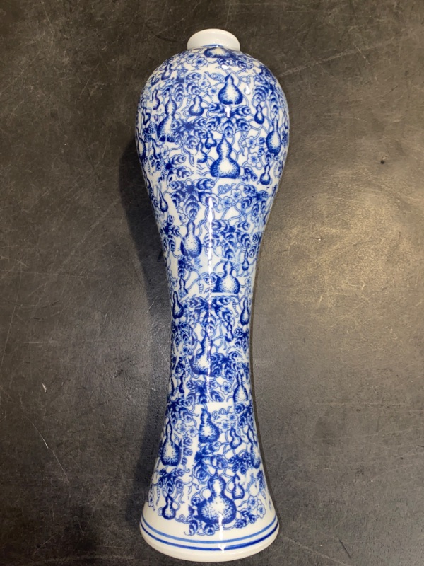 Photo 2 of 13" China Ceramic Vase Blue and White Porcelain Chinese Handmade Decorative Flower Vase for Living Room, Home Decor, Office, Table Centerpiece
