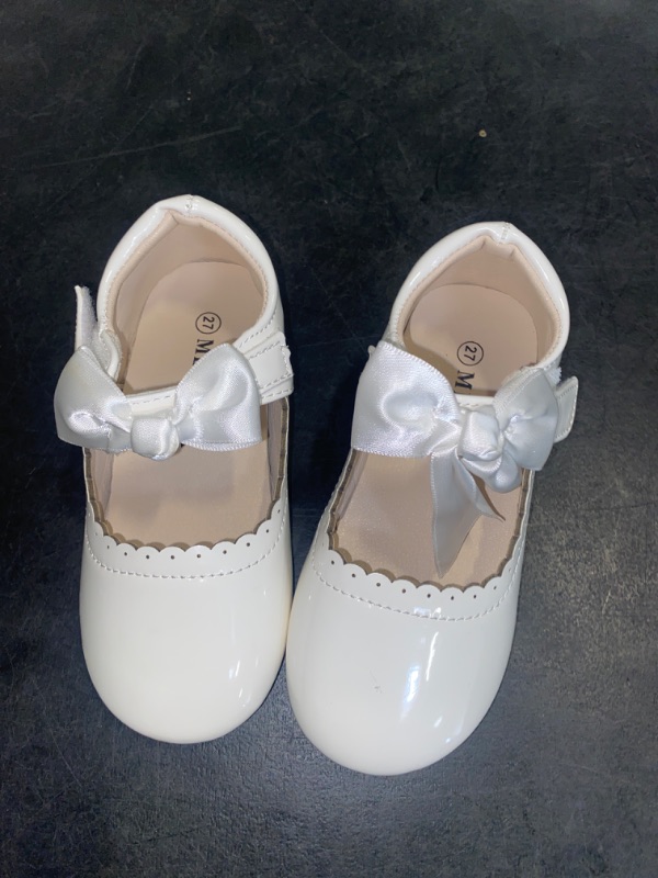 Photo 2 of (Size 10-10.5 Toddler) Meckior Toddler Little Girl Mary Jane Dress Shoes Ballet Flats for Girl Party School Shoes Bowknot Princess Shoes
