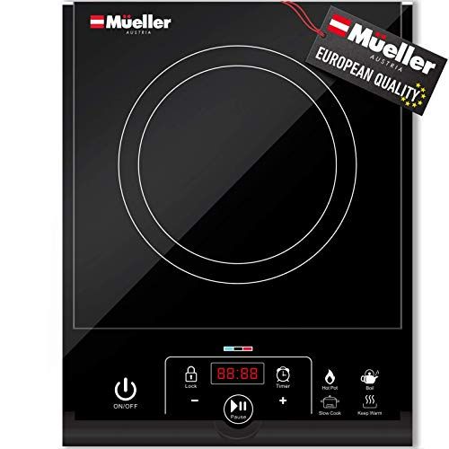 Photo 1 of Mueller RapidTherm Portable Induction Cooktop Hot Plate Countertop Burner 1800W, 8 Temp Levels, Timer, Auto-Shut-Off, Touch Panel, LED Display, Auto P