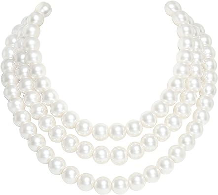Photo 1 of BABEYOND Round Imitation Pearl Necklace Vintage Multi Strands Necklace 20s Flapper Necklace for Party
