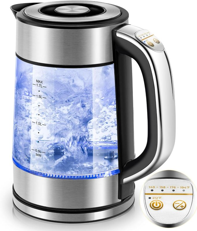 Photo 1 of Electric Kettle Temperature Control with 4 Presets, Keep Warm 1.7L Electric Tea Kettle & Hot Water Boiler, Auto-Off & Boil-Dry Protection, BPA Free, Black
