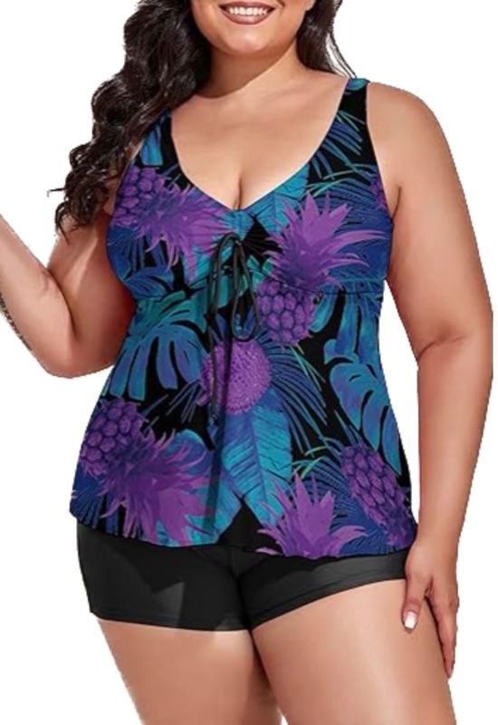 Photo 1 of (XL) Modest Tankini Swimsuits for Women Two Piece Bathing Suits Floral Print Tank Top with Boyshorts Size X-Large 
