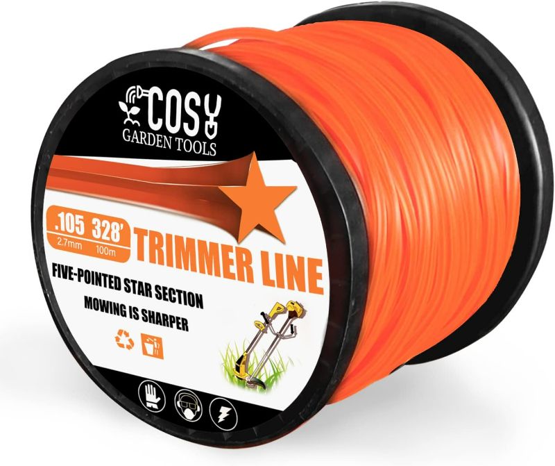 Photo 1 of String Trimmer Line, Commercial Grade Orange Pentagon Weed Eater String, Premium Nylon Universal 0.105" Diameter x 328'

