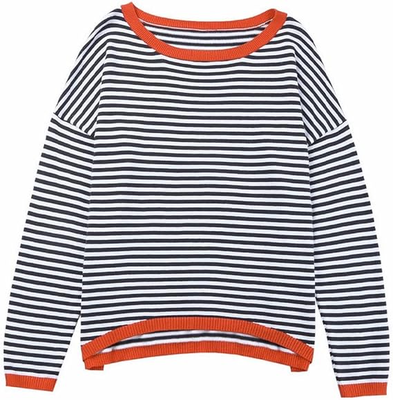 Photo 1 of (XL) Women's Casual Tops Long Sleeve Round Neck Pullover Striped Knitted Sweatshirt Size X-LARGE 
