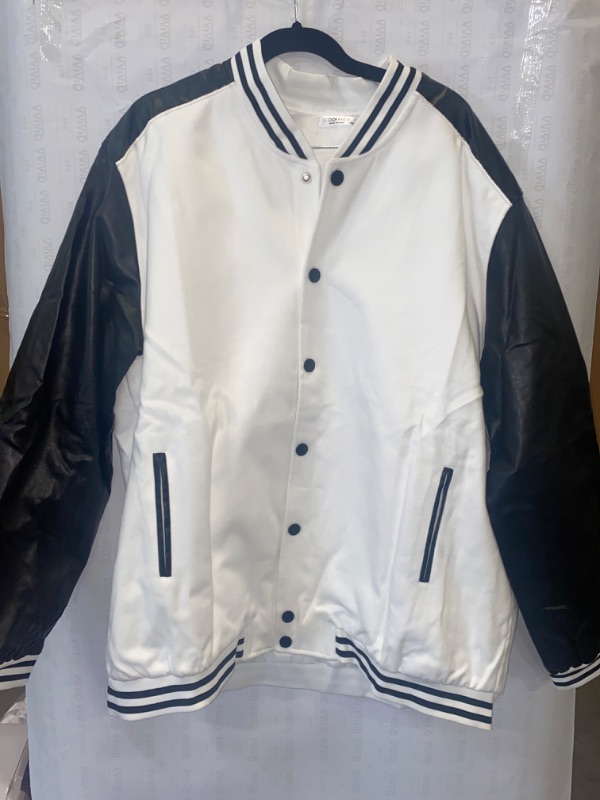 Photo 2 of (2XL) COOFANDY Mens Varsity Jacket Casual Leather Sleeve Baseball Letterman Bomber Jacket Coat XX-LARGE 
