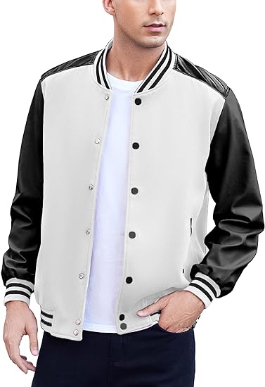 Photo 1 of (2XL) COOFANDY Mens Varsity Jacket Casual Leather Sleeve Baseball Letterman Bomber Jacket Coat XX-LARGE 
