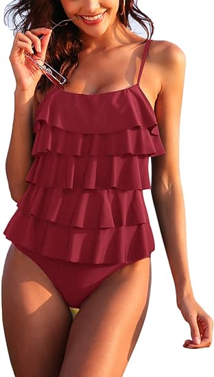 Photo 1 of (M) Ruffle Swimsuit Women One Piece Bathing Suits Tummy Control Flounce Swimwear Vintage Swimsuits Monokinis
Size MEDIUM