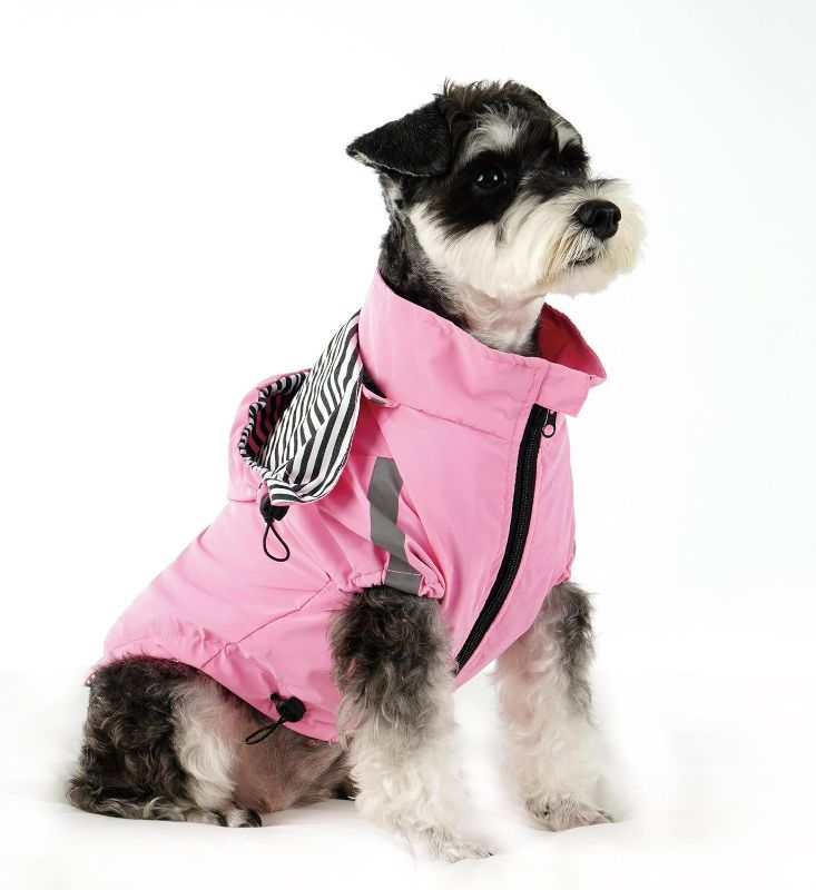 Photo 1 of Breathable Dog Raincoat with Detachable Hood - Reflective Strips, 6 (S-22XL) - Rain/Water Resistant(Pink,S)
